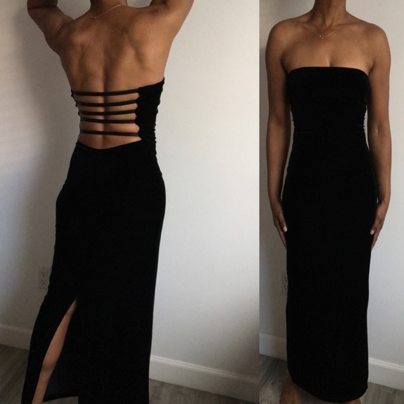 Charlotte Russe Dresses & Skirts - VTG CHARLOTTE RUSSE WOMENS DRESS BLACK VELVET STRETCH XS